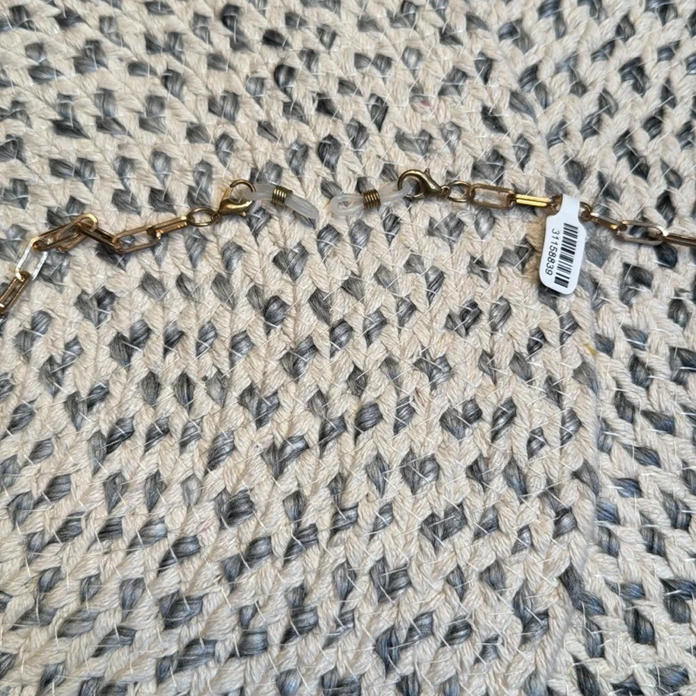 Gold paper clip chain sunglass/glass holder